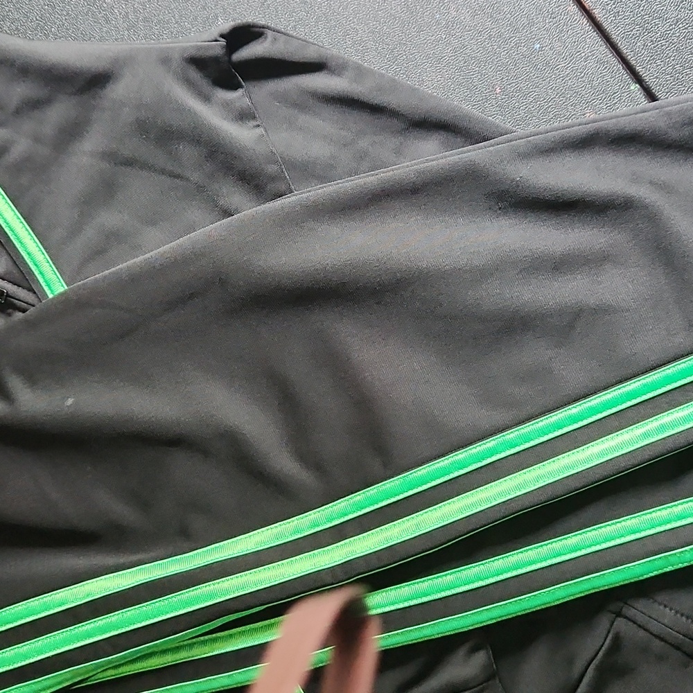 Adidas Black Tracksuit with Green Stripes - Picture 5 of 5
